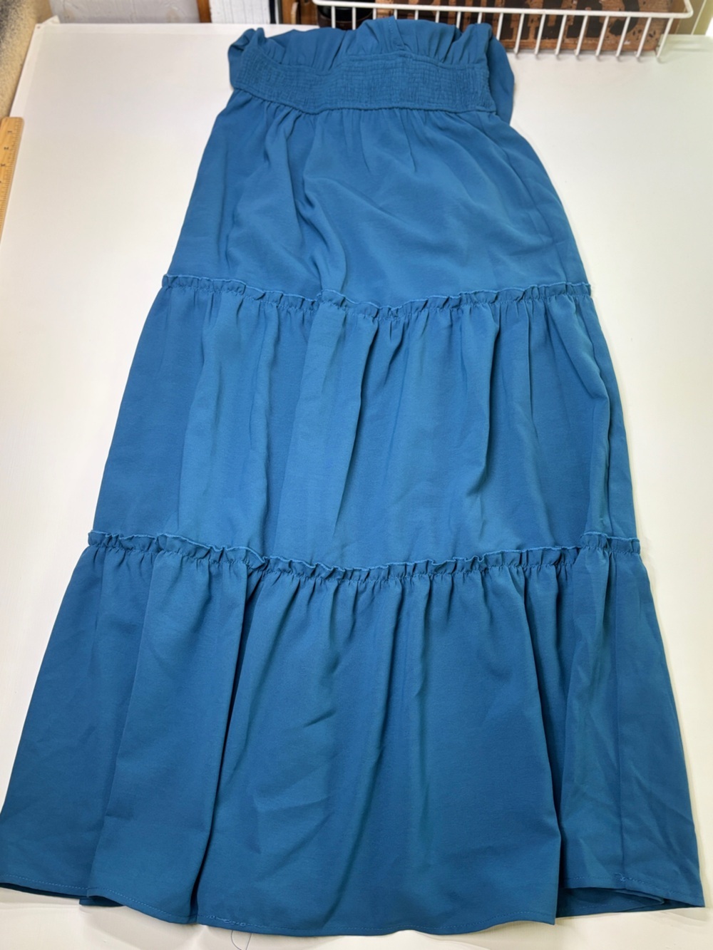 Fashion Blue Tiered Maxi Dress Size S Boho Summer - Picture 3 of 6